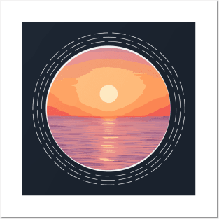 Vibrant Sunrise Over The Ocean Abstract Nature Art Posters and Art